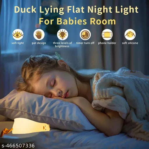 STREAKIST Silicone Lazy Duck Touch Lamp Night Light for Kids Gifts for Teen Girls Boys Women Nightlight Lamp Cute Aesthetic Baby Room Decor Gifts for Girlfreinds Item with 7 multicolur (Lazy Duck)