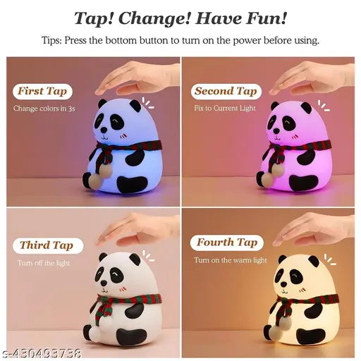 AZANIA-Siliconee Panda Touch Lamp Night Light for Kids Squishy Nightlight Lamp Cute Stuff Kawaii Aesthetic Baby Room Decor with 7 multicolur (Panda)